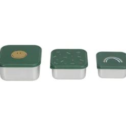 Lot de 3 boîtes à goûter inox Happy Rascals Smile vert