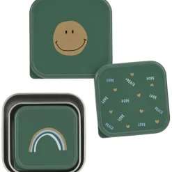 Lot de 3 boîtes à goûter inox Happy Rascals Smile vert