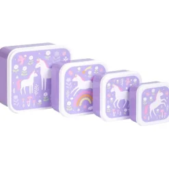 Lot de 4 boîtes à goûter Rêves de licorne
