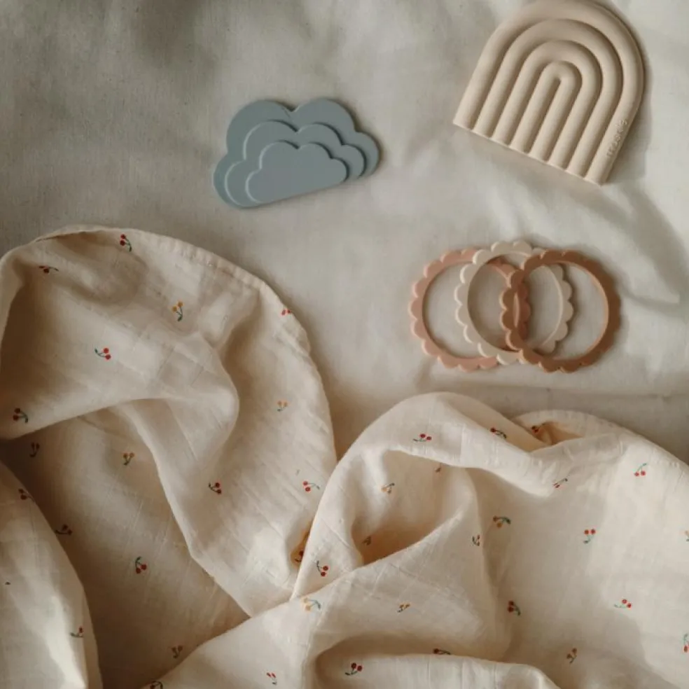 Lot de 3 bracelets de dentition Flower Rose-Blush-Shifting sand