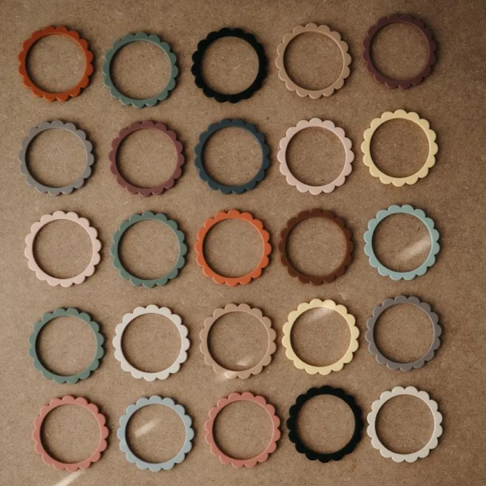 Lot de 3 bracelets de dentition Flower Rose-Blush-Shifting sand