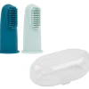 Lot de 2 brosses à dents à doigt bleu + étui de protection