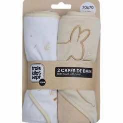 Lot de 2 capes de bain Lapin (70 x 70 cm)