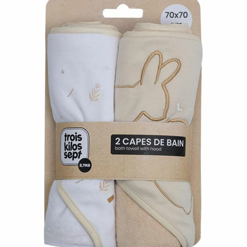 Lot de 2 capes de bain Lapin (70 x 70 cm)