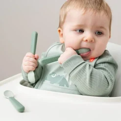 Lot de 3 cuillères bébé Easy-grip vert