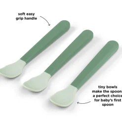 Lot de 3 cuillères bébé Easy-grip vert