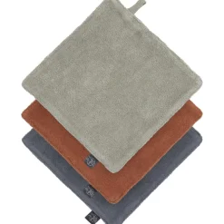 Lot de 3 débarbouillettes olive-rouille-anthracite