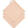 Lot de 3 débarbouillettes Pois rose-pêche