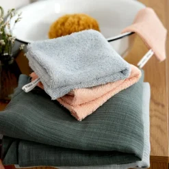 Lot de 3 débarbouillettes Pois rose-pêche