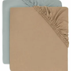 Lot de 2 draps housses en jersey Sea Green-Biscuit (60 x 120 cm)