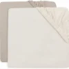 Lot de 2 draps housses en jersey Oatmeal-Sand (40 x 80 cm)