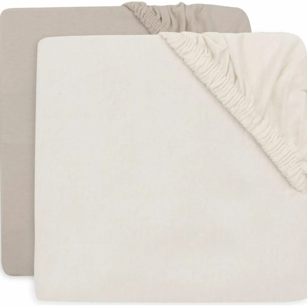 Lot de 2 draps housses en jersey Oatmeal-Sandy (70 x 140 cm)