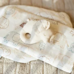 Lot de 3 gants de toilette en gaze de coton Elephant Tales