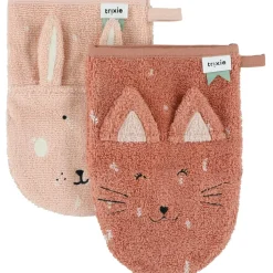 Lot de 2 gants de toilette Mrs. Cat et Mrs. Rabbit