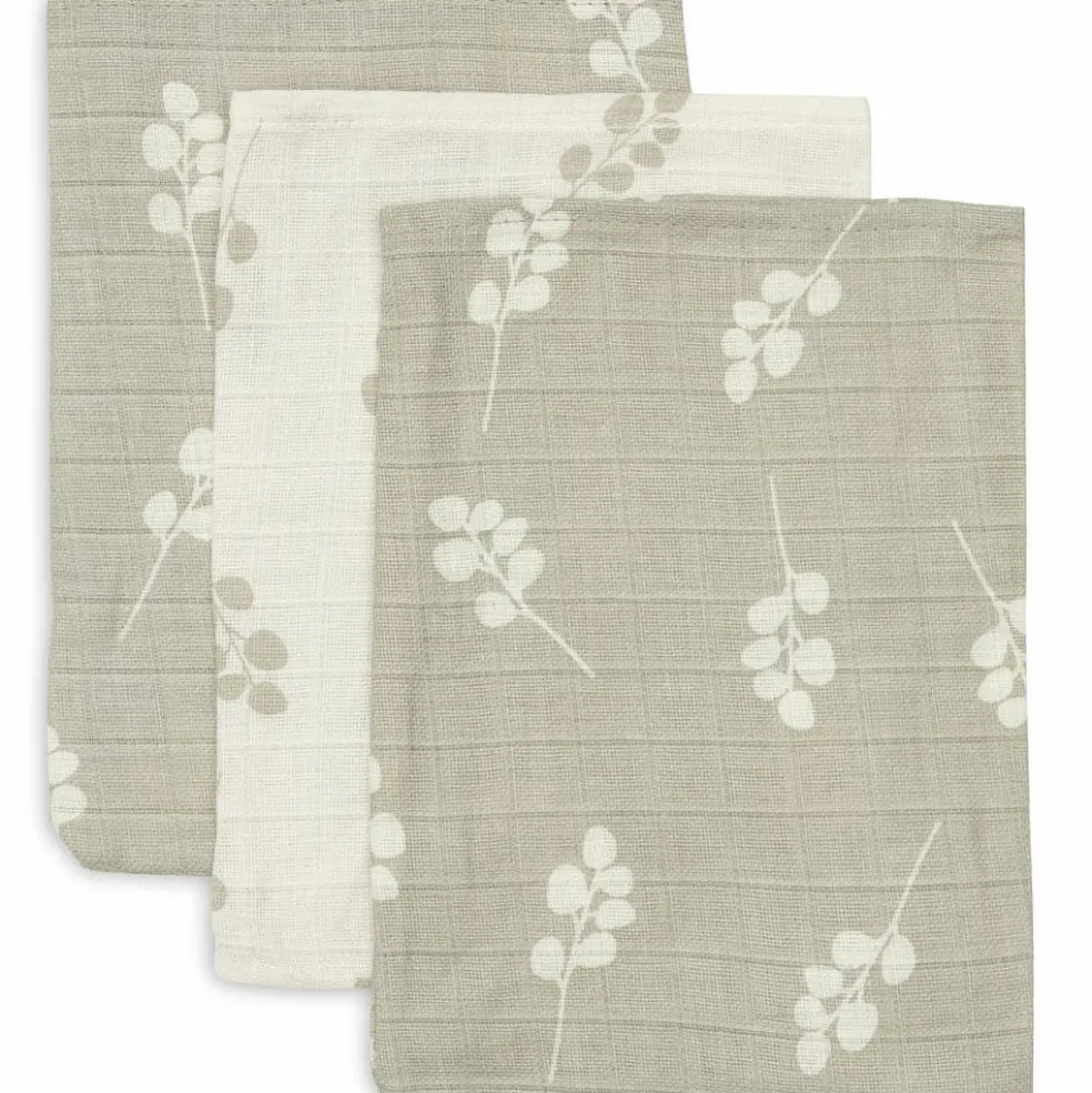 Lot de 3 gants de toilette en gaze de coton Twig Olive Green