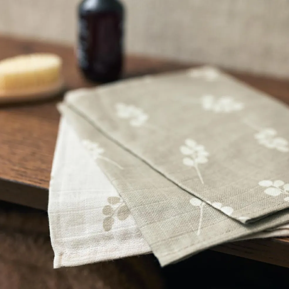 Lot de 3 gants de toilette en gaze de coton Twig Olive Green