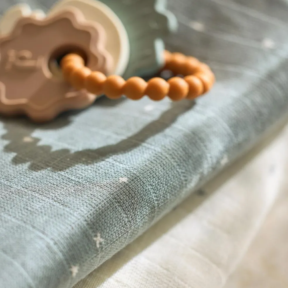 Lot de 3 gants de toilette en gaze de coton Twinkling Sea Green