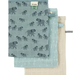 Lot de 3 gants de toilette en mousseline Enchanting Elephant