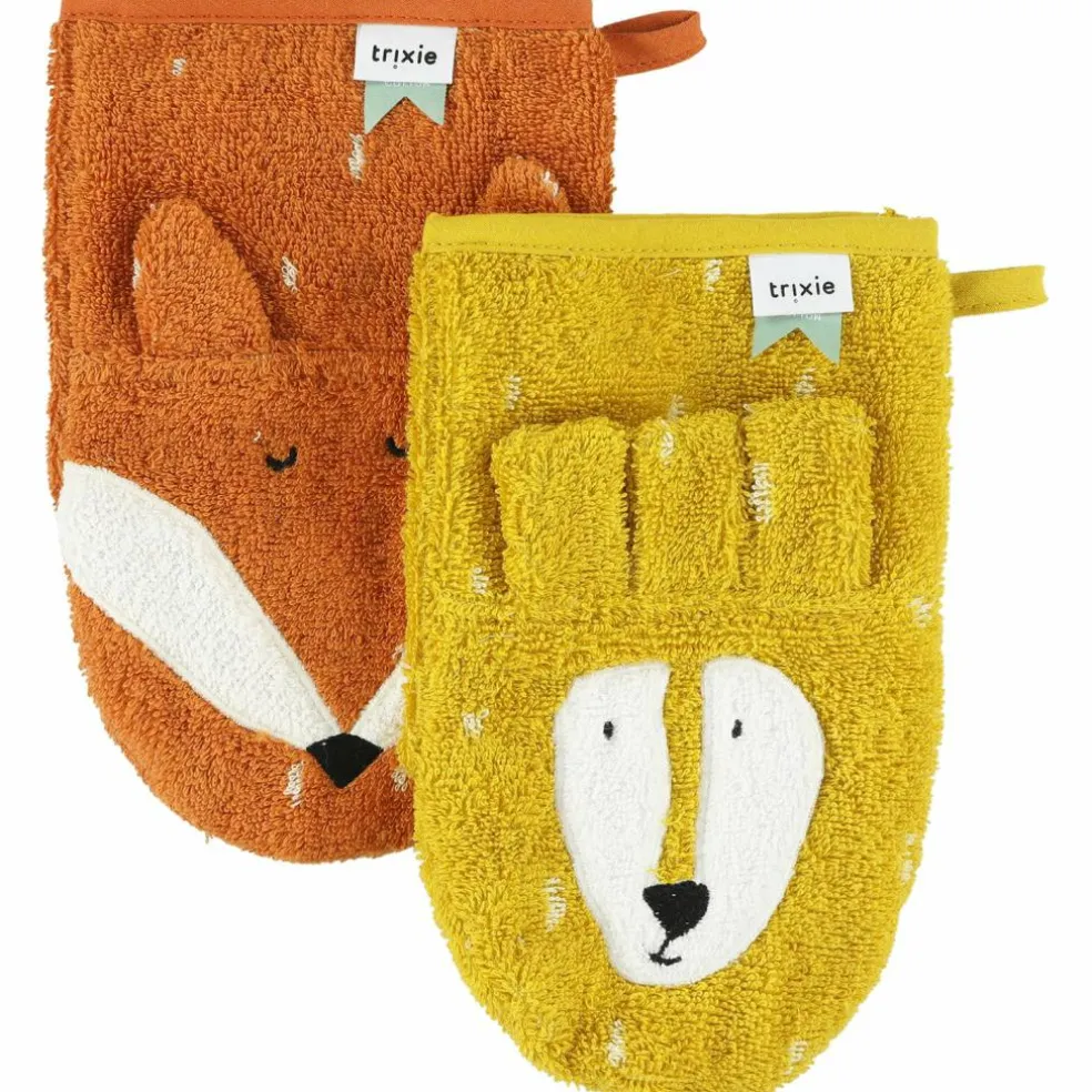 Lot de 2 gants de toilette Mr. Lion et Mr. Fox