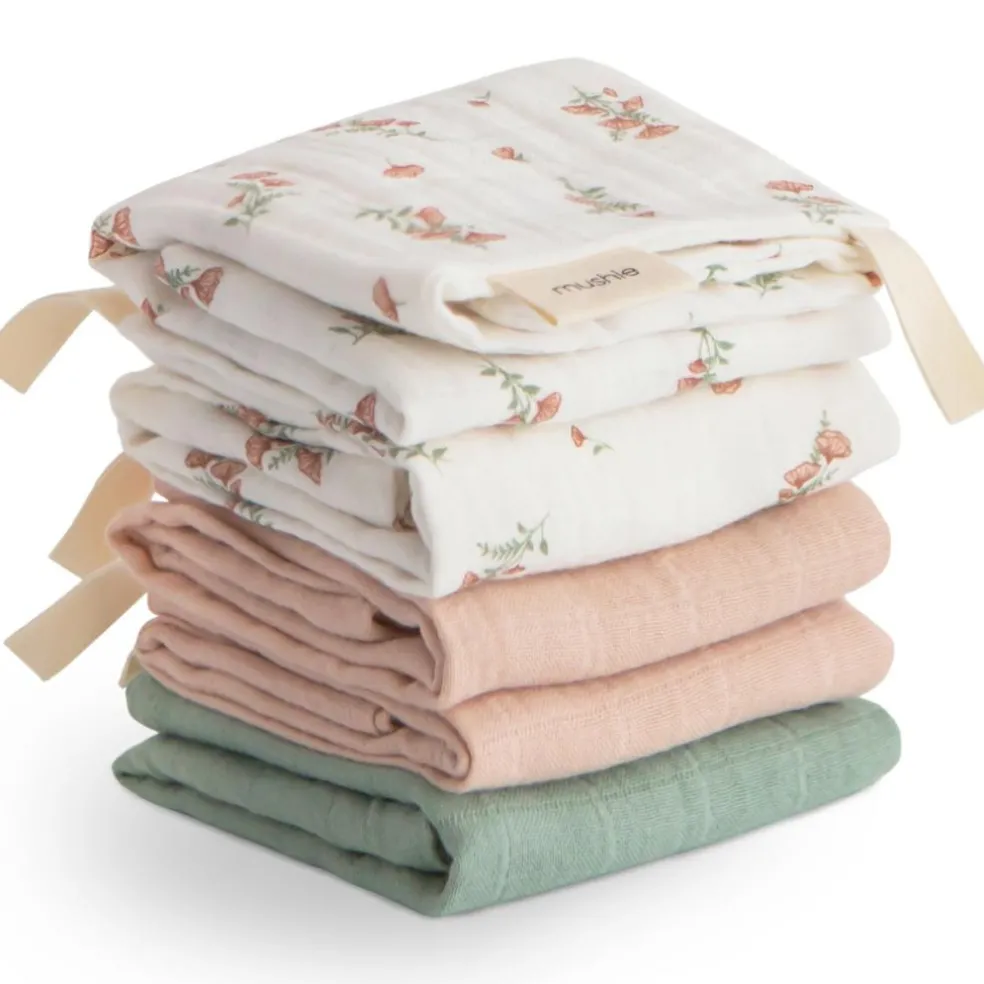 Lot de 5 gants de toilette Pink Flowers