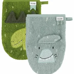 Lot de 2 gants de toilette Mr. Shark et Mr. Dino