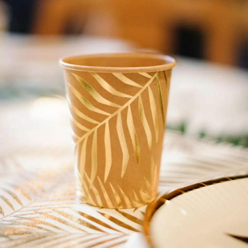 Lot de 8 gobelets en carton Tropi Chic palmier
