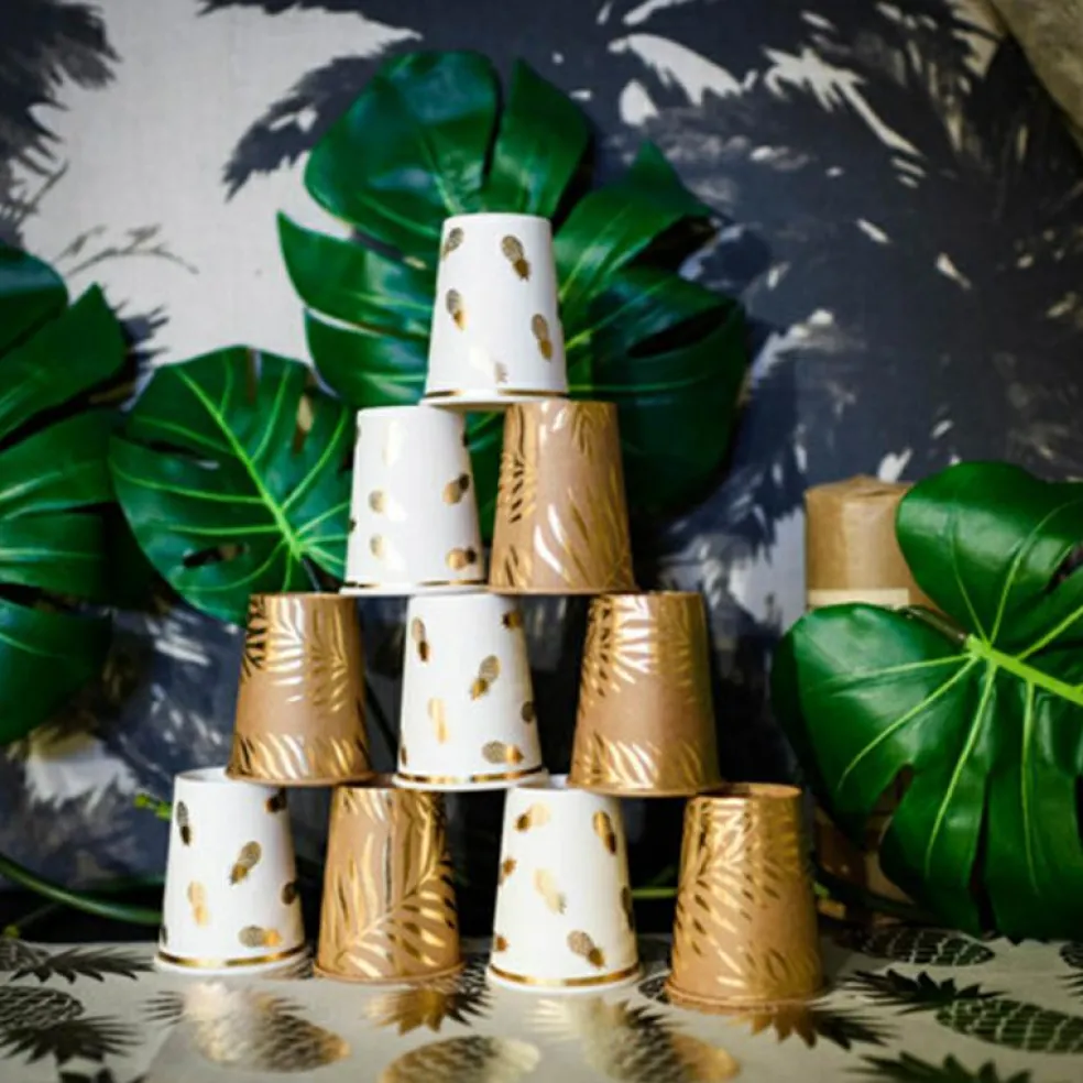 Lot de 8 gobelets en carton Tropi Chic palmier