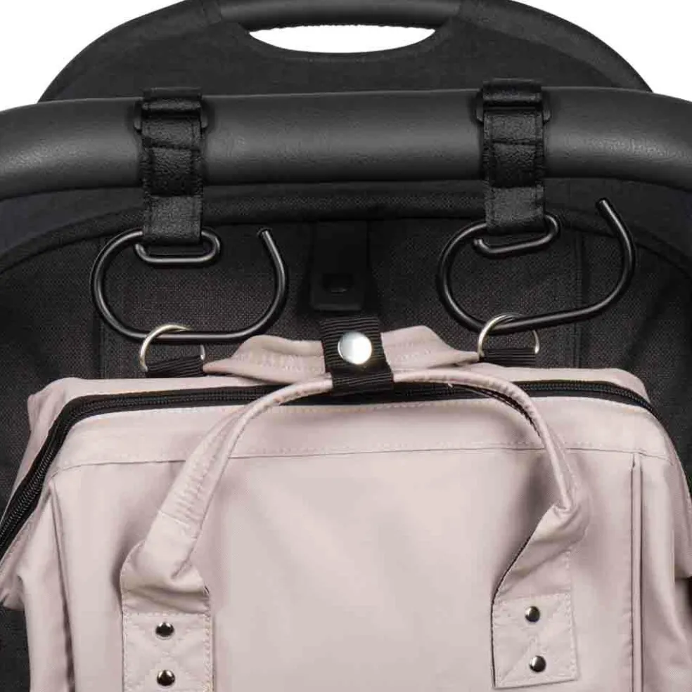 Lot de 2 grands crochets pour poussette noir