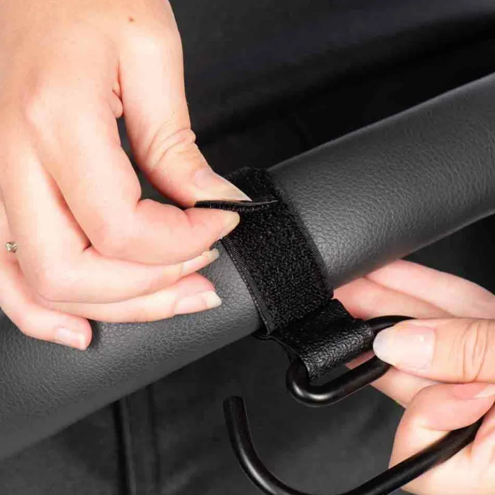 Lot de 2 grands crochets pour poussette noir