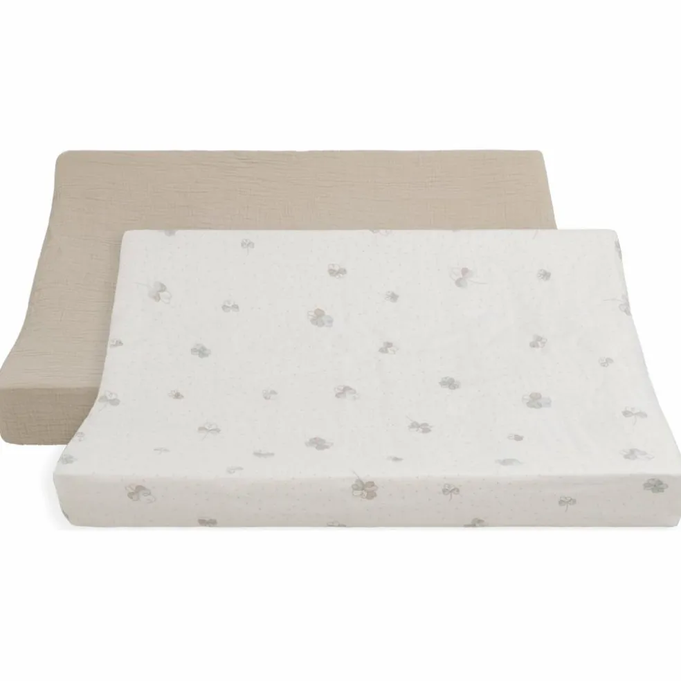 Lot de 2 housses de matelas à langer Tender Beige-Clover (45 x 70 cm)
