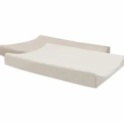 Lot de 2 housses de matelas à langer en éponge Oatmeal-Sand (50 x 70 cm)