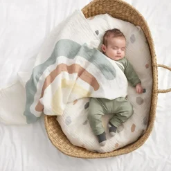 Lot de 3 langes Arc-en-ciel bleu poudré (85 x 85 cm)