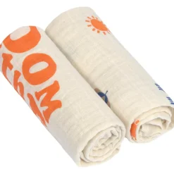 Lot de 2 langes Blossom nature (60 x 60 cm)