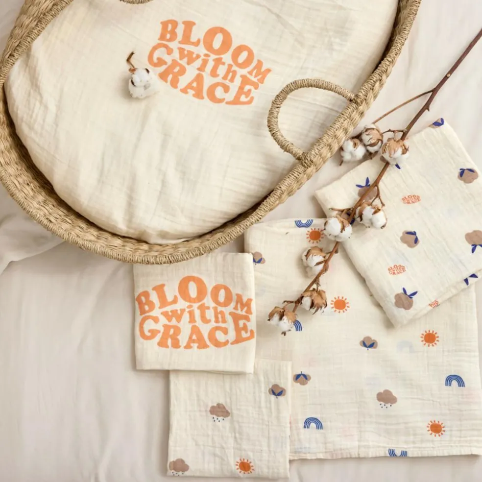 Lot de 2 langes Blossom nature (60 x 60 cm)