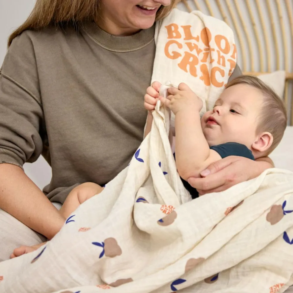 Lot de 2 langes Blossom nature (60 x 60 cm)