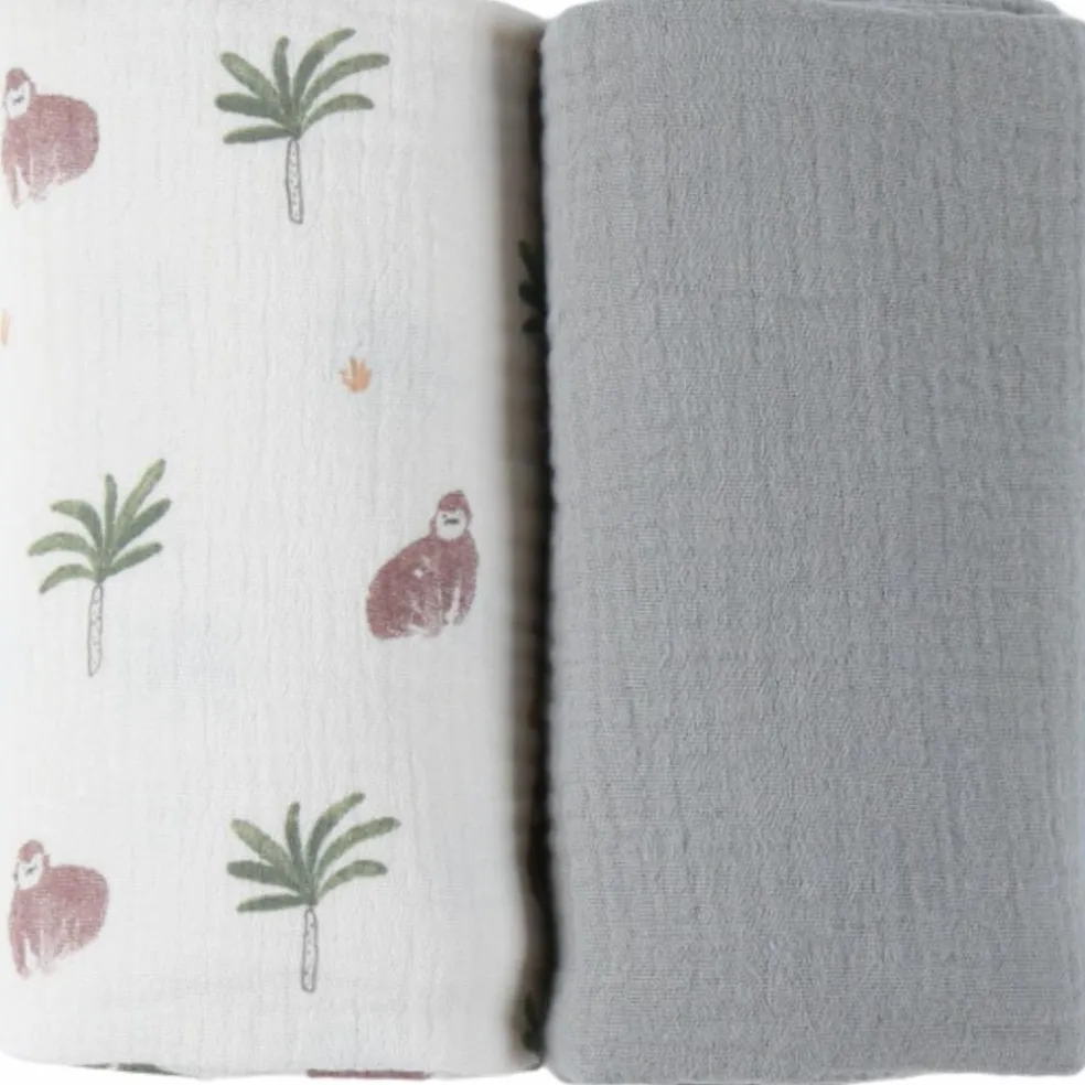Lot de 2 langes Cute gorilla (70 x 70 cm)