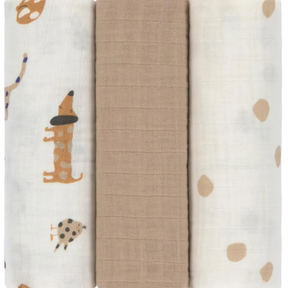 Lot de 3 langes en coton bio Little Mateys (85 x 85 cm)