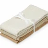 Lot de 3 langes en coton bio Mix Classic Stripes Camel (70 x 70 cm)