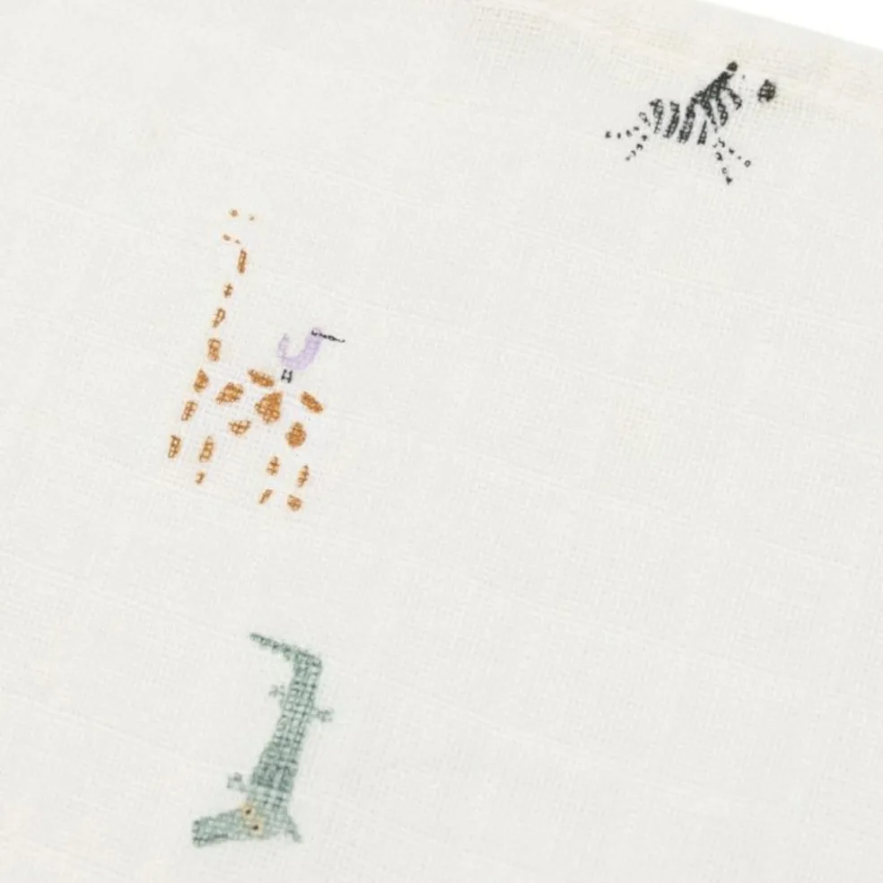 Lot de 3 langes en coton Jungle Jambo (70 x 70 cm)