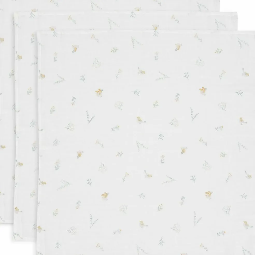 Lot de 3 langes en coton Lovely Birds (70 x 70 cm)