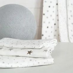 Lot de 6 langes en coton étoile (70 x 70 cm)
