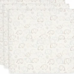 Lot de 3 langes en gaze de coton Elephant Tales (70 x 70 cm)