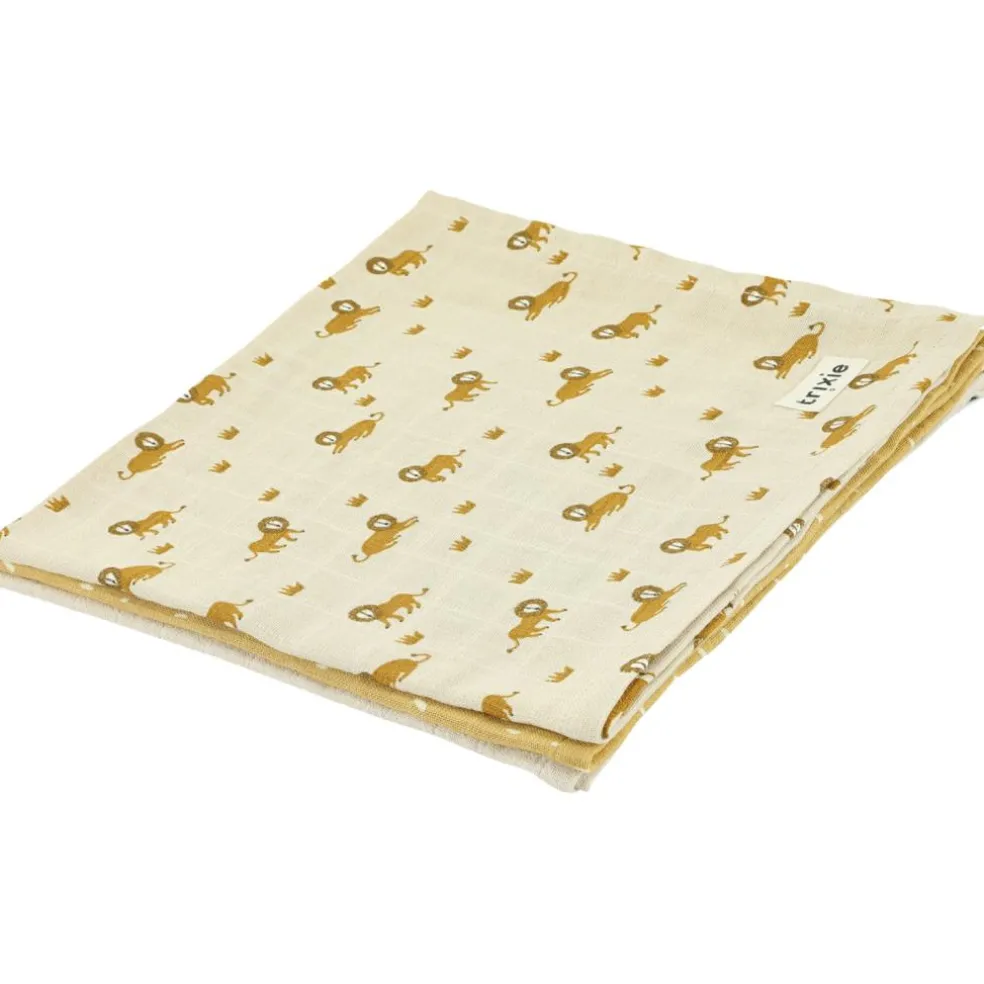 Lot de 3 langes en mousseline Lively Lion (55 x 55 cm)