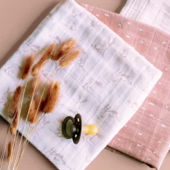 Lot de 3 langes en mousseline Rosy Rabbit (55 x 55 cm)