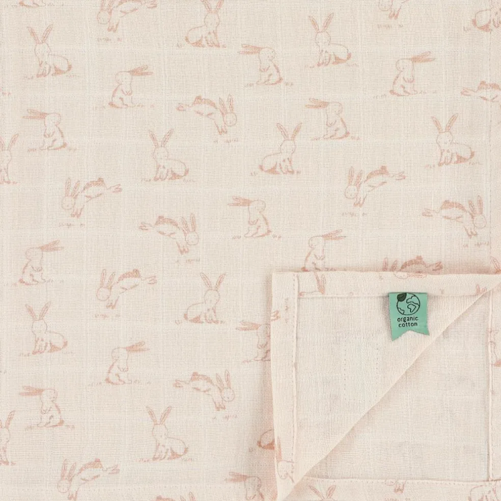 Lot de 3 langes en mousseline Rosy Rabbit (55 x 55 cm)