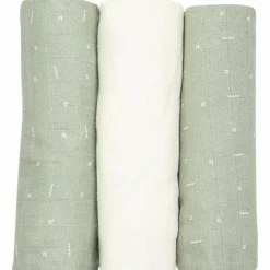 Lot de 3 langes en mousseline Grafic Olive (70 x 70 cm)
