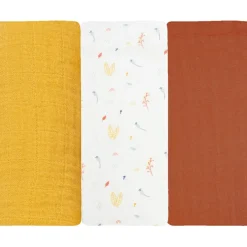 Lot de 3 langes en mousseline Cache-cache en forêt (70 x 70 cm)