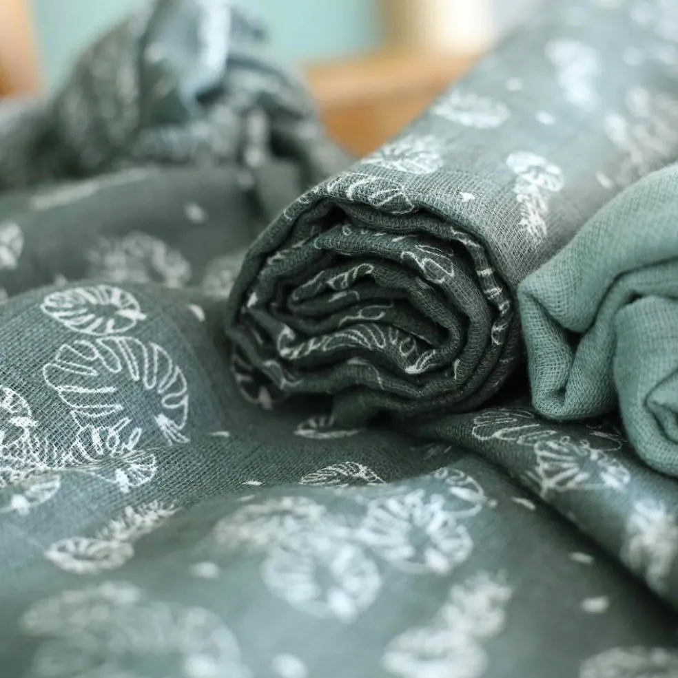 Lot de 3 langes en mousseline de coton Feuille (70 x 70 cm)