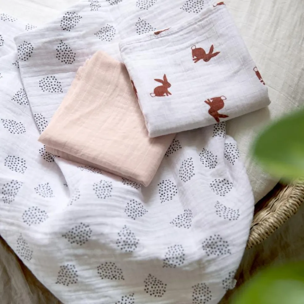 Lot de 3 langes en mousseline Little Forest Lapin (60 x 60 cm)