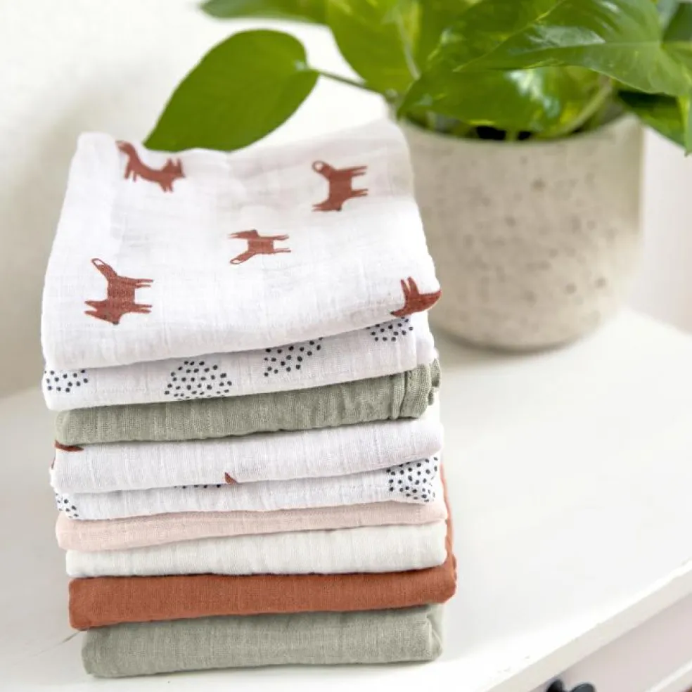 Lot de 3 langes en mousseline Little Forest Lapin (60 x 60 cm)